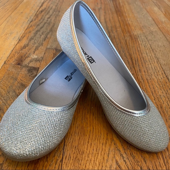 Girls Silver Glitter Flats Size 13